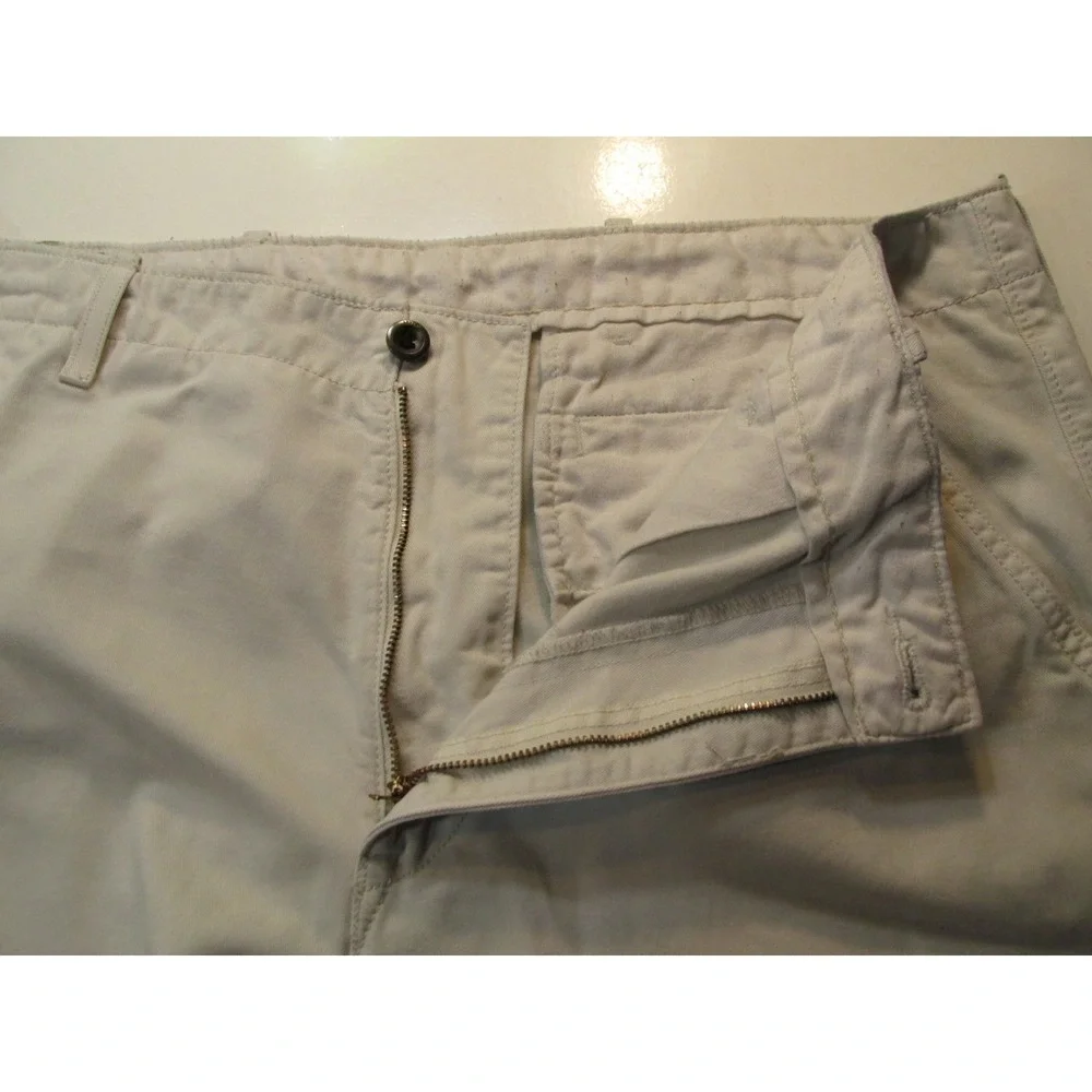 Levi Strauss Men 36x32 White Khaki Chino Pants Flat Front Mid Rise Straight